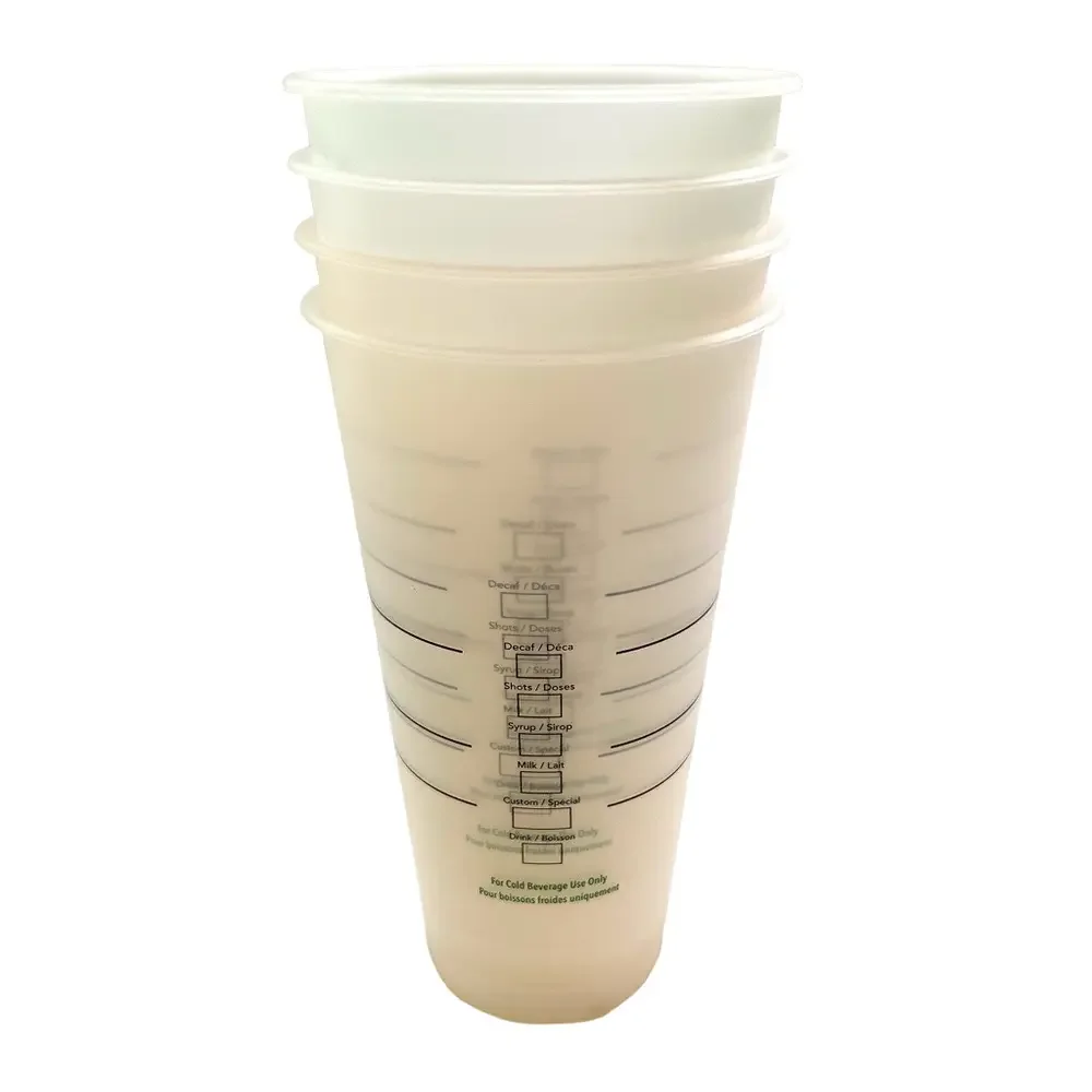 Set 4-2020 Starbucks Clear Green Plastic Reusable Cold Venti 24 Oz Cups & Lids